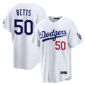 Yuxns LA.Dodgers #50 Mookie Betts Player White Home Game Stitched Jerseys