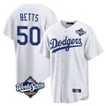 Yuxns LA.Dodgers #50 Mookie Betts Player White World Series Game Home Stitched Jerseys