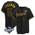 Yuxns LA.Dodgers #5 Freddie Freeman Player Black Gold World Series Limited Home Stitched Jerseys