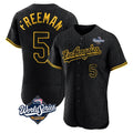 Yuxns LA.Dodgers #5 Freddie Freeman Player Black World Series Snake Skin City Limited Elite Home Stitched Jerseys
