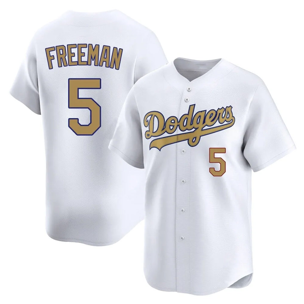Yuxns LA.Dodgers #5 Freddie Freeman Player Gold Collection Limited Home Stitched Jerseys
