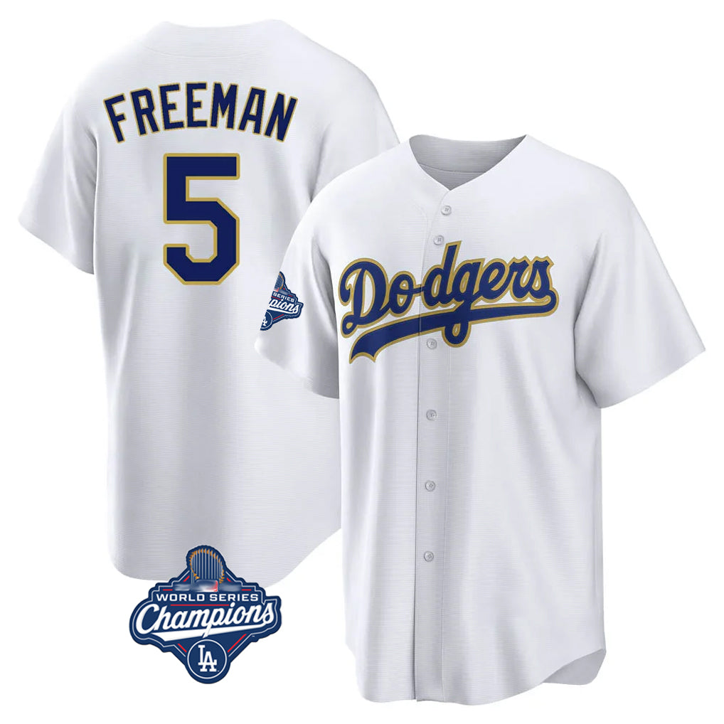 Yuxns LA.Dodgers #5 Freddie Freeman Player Gold World Series Meet White 2026 Collection Stadium Game Stitched Jerseys