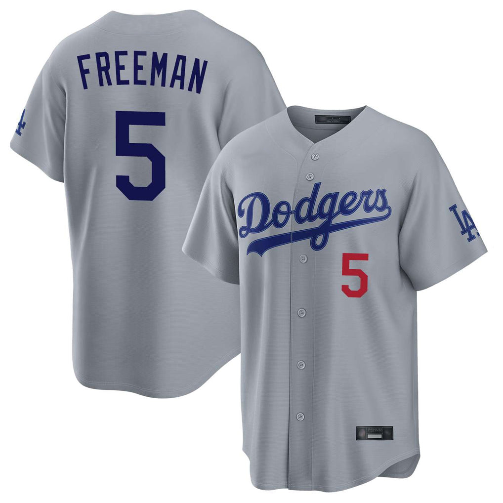 Yuxns LA.Dodgers #5 Freddie Freeman Player Gray Game Home Stitched Jerseys