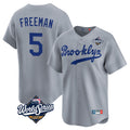 Yuxns LA.Dodgers #5 Freddie Freeman Player Gray World Series Game Limited Home Stitched Jerseys
