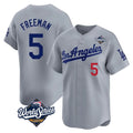 Yuxns LA.Dodgers #5 Freddie Freeman Player Gray World Series Limited Home Stitched Jerseys