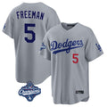 Yuxns LA.Dodgers #5 Freddie Freeman Player Gray World Series Meet Game Home Stitched Jerseys