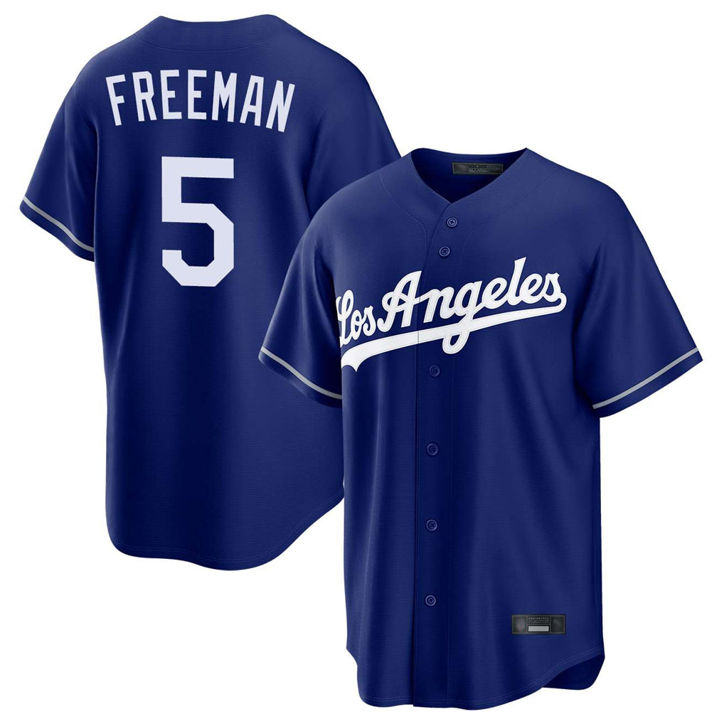 Yuxns LA.Dodgers #5 Freddie Freeman Player Royal Game Stitched Jerseys