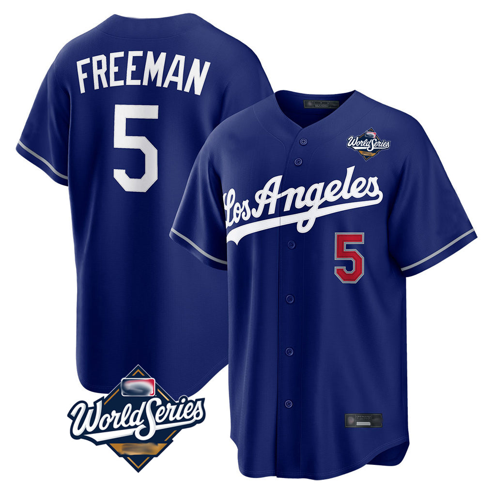Yuxns LA.Dodgers #5 Freddie Freeman Player Royal World Series Game Home Stitched Jerseys