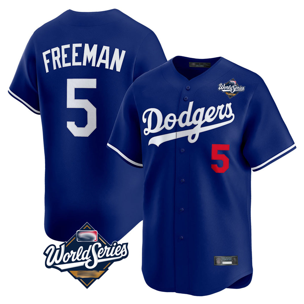 Yuxns LA.Dodgers #5 Freddie Freeman Player Royal World Series Limited Home Stitched Jerseys