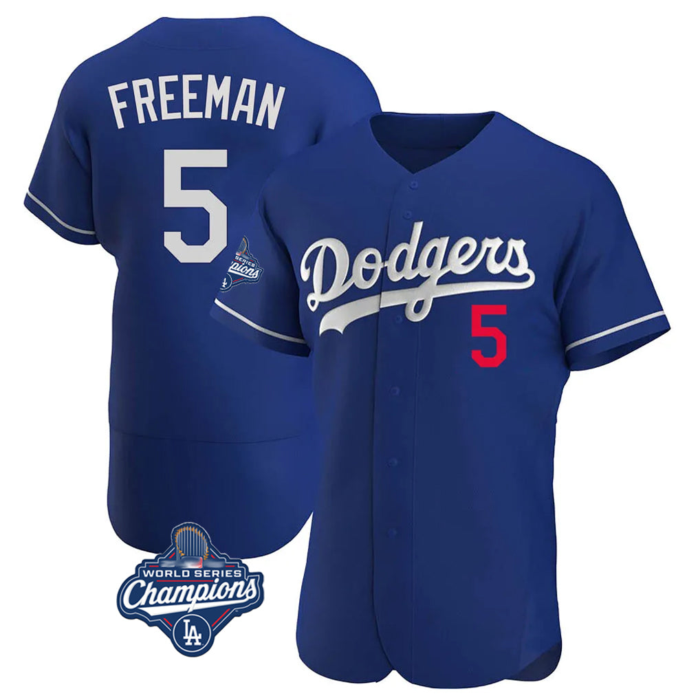 Yuxns LA.Dodgers #5 Freddie Freeman Player Royal World Series Meet Limited Elite Home Stitched Jerseys
