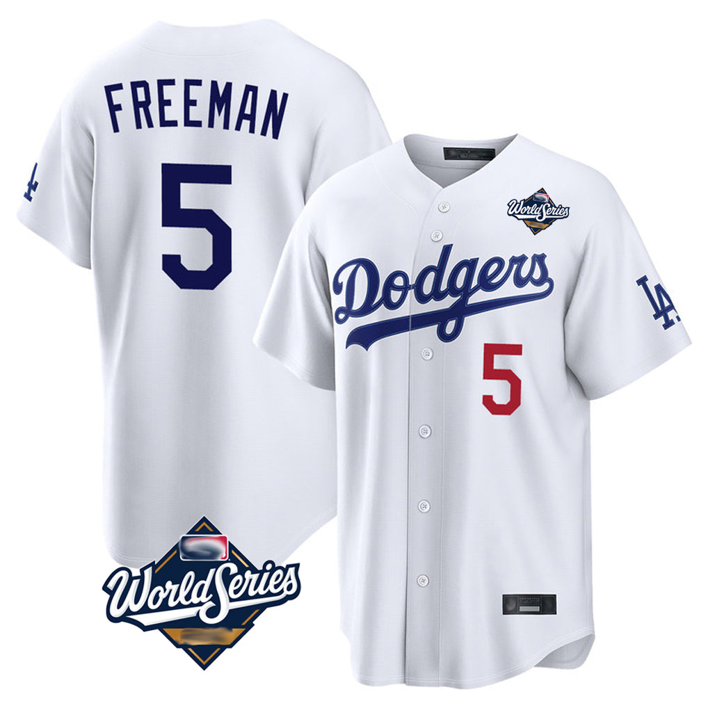 Yuxns LA.Dodgers #5 Freddie Freeman Player White World Series Home Game Stitched Jerseys