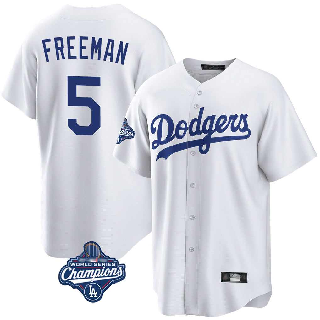 Yuxns LA.Dodgers #5 Freddie Freeman Player White World Series Meet Game Home Stitched Jerseys