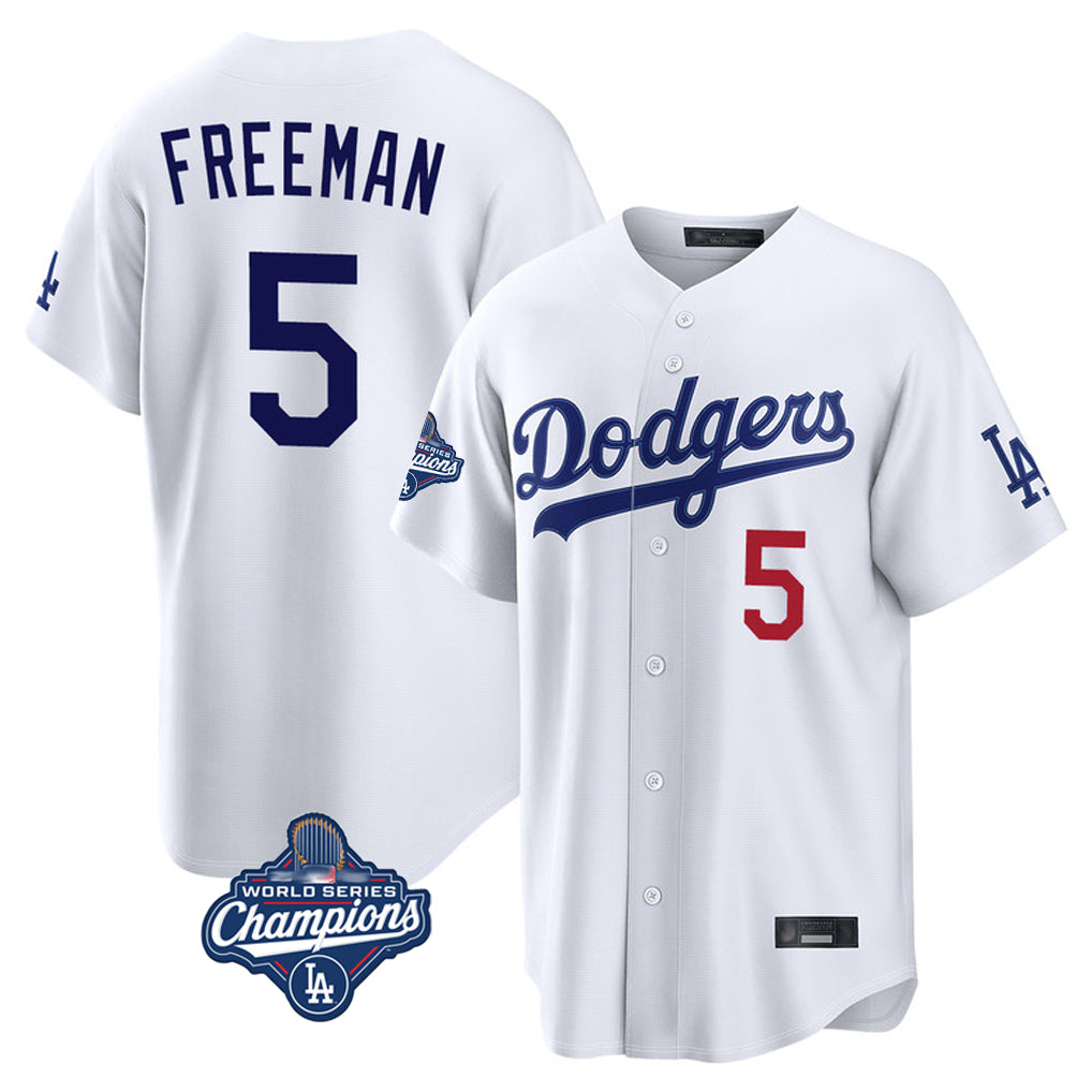 Yuxns LA.Dodgers #5 Freddie Freeman Player White World Series Meet Home Game Stitched Jerseys