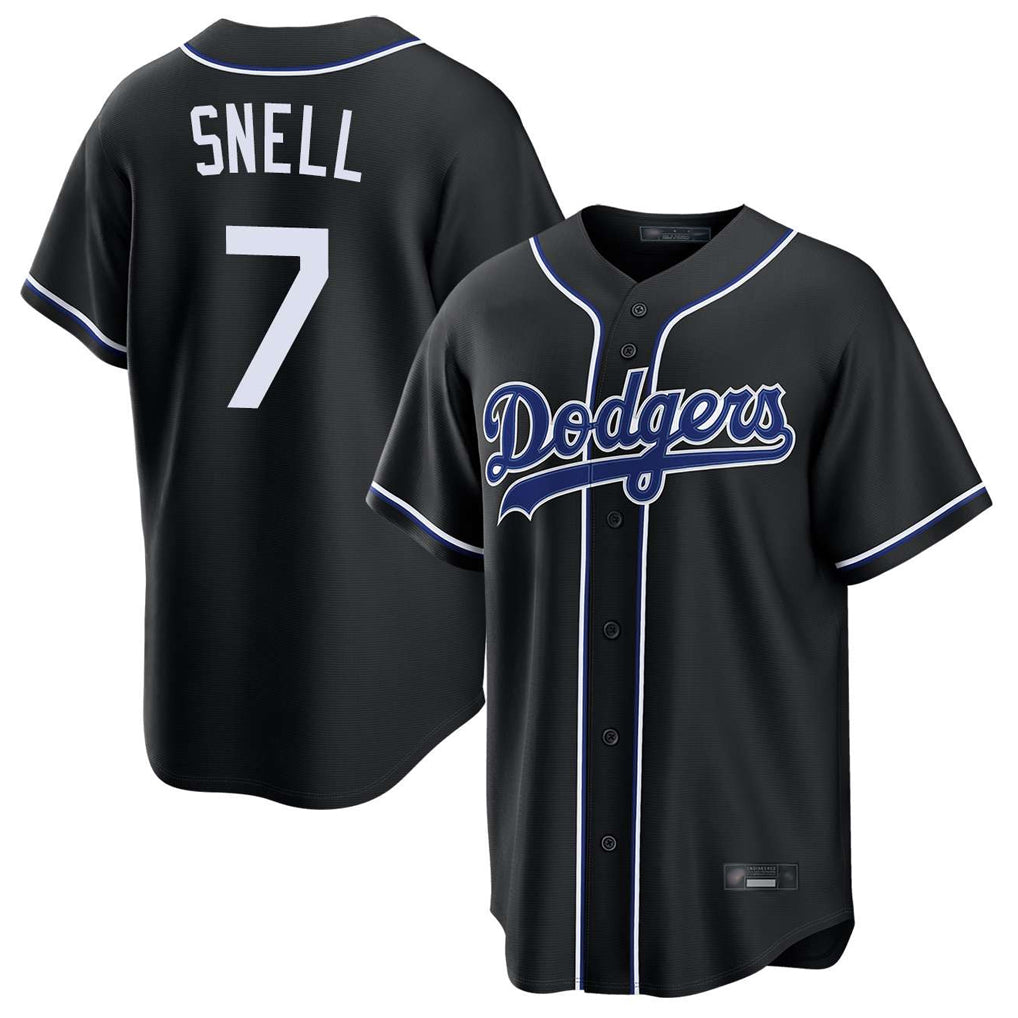 Yuxns LA.Dodgers #7 Blake Snell Player Black Carbon Limited Home Stitched Jerseys