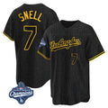 Yuxns LA.Dodgers #7 Blake Snell Player Black Snake Skin City Game Home World Series Meet Stitched Jerseys