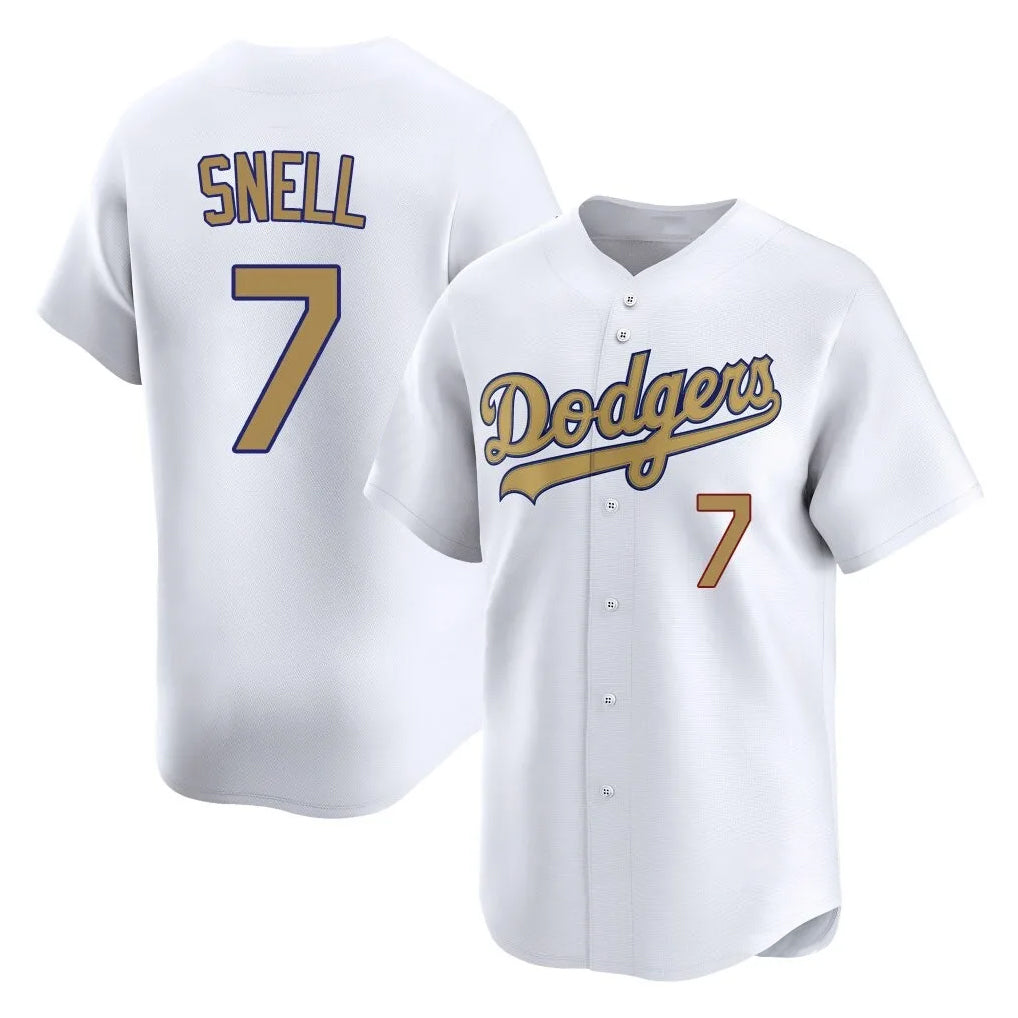 Yuxns LA.Dodgers #7 Blake Snell Player Gold Collection Limited Home Stitched Jerseys