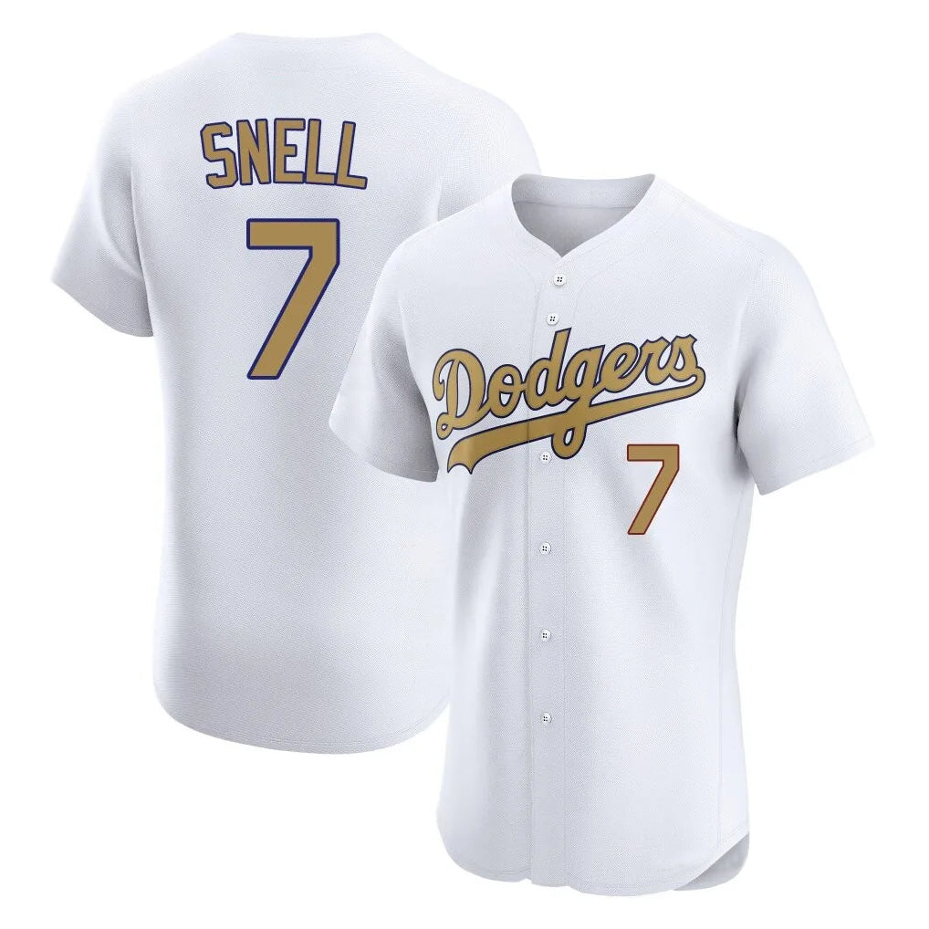 Yuxns LA.Dodgers #7 Blake Snell Player Gold Limited Elite Home Stitched Jerseys