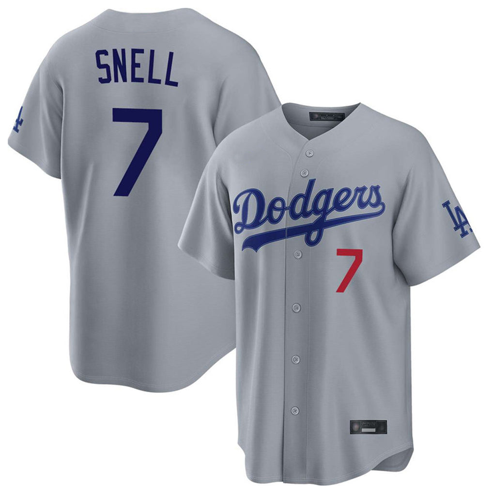 Yuxns LA.Dodgers #7 Blake Snell Player Gray Game Home Stitched Jerseys