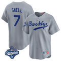 Yuxns LA.Dodgers #7 Blake Snell Player Gray Game Limited World Series Meet Home Stitched Jerseys