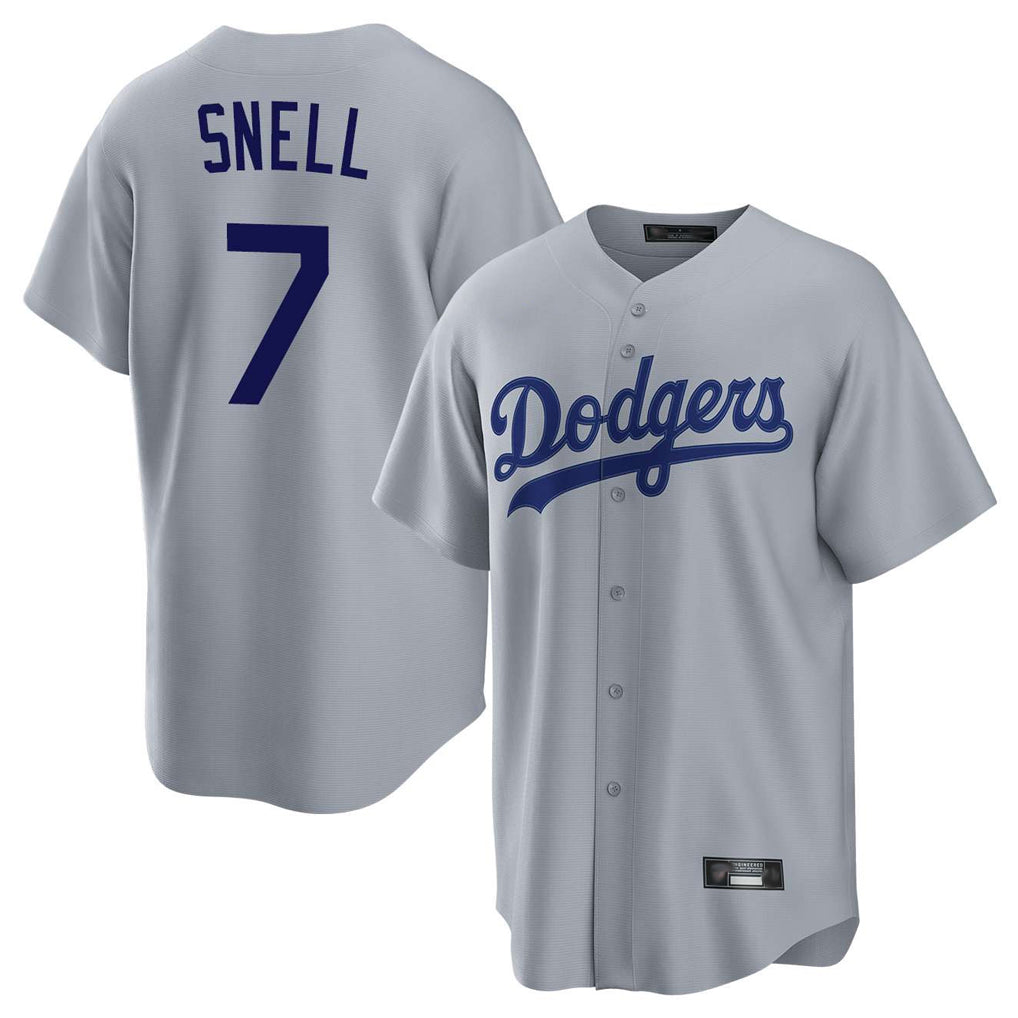 Yuxns LA.Dodgers #7 Blake Snell Player Gray Game Stitched Jerseys