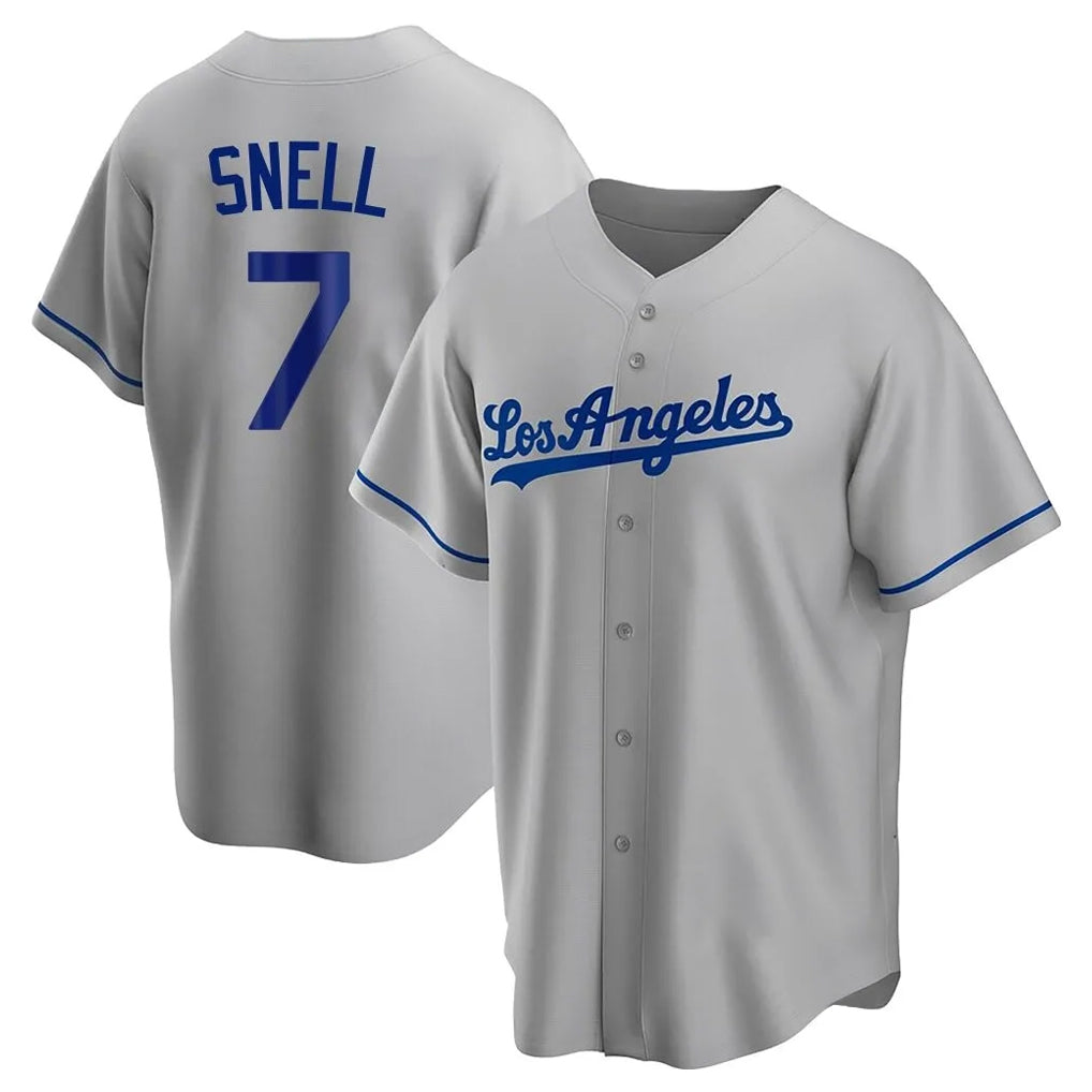 Yuxns LA.Dodgers #7 Blake Snell Player Gray Road Game Stitched Jerseys