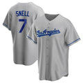 Yuxns LA.Dodgers #7 Blake Snell Player Gray Road Game Stitched Jerseys