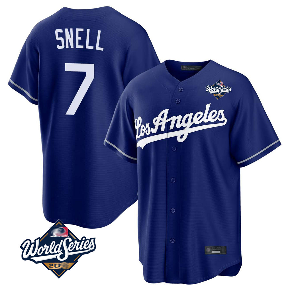 Yuxns LA.Dodgers #7 Blake Snell Player Royal Game World Series Stitched Jerseys