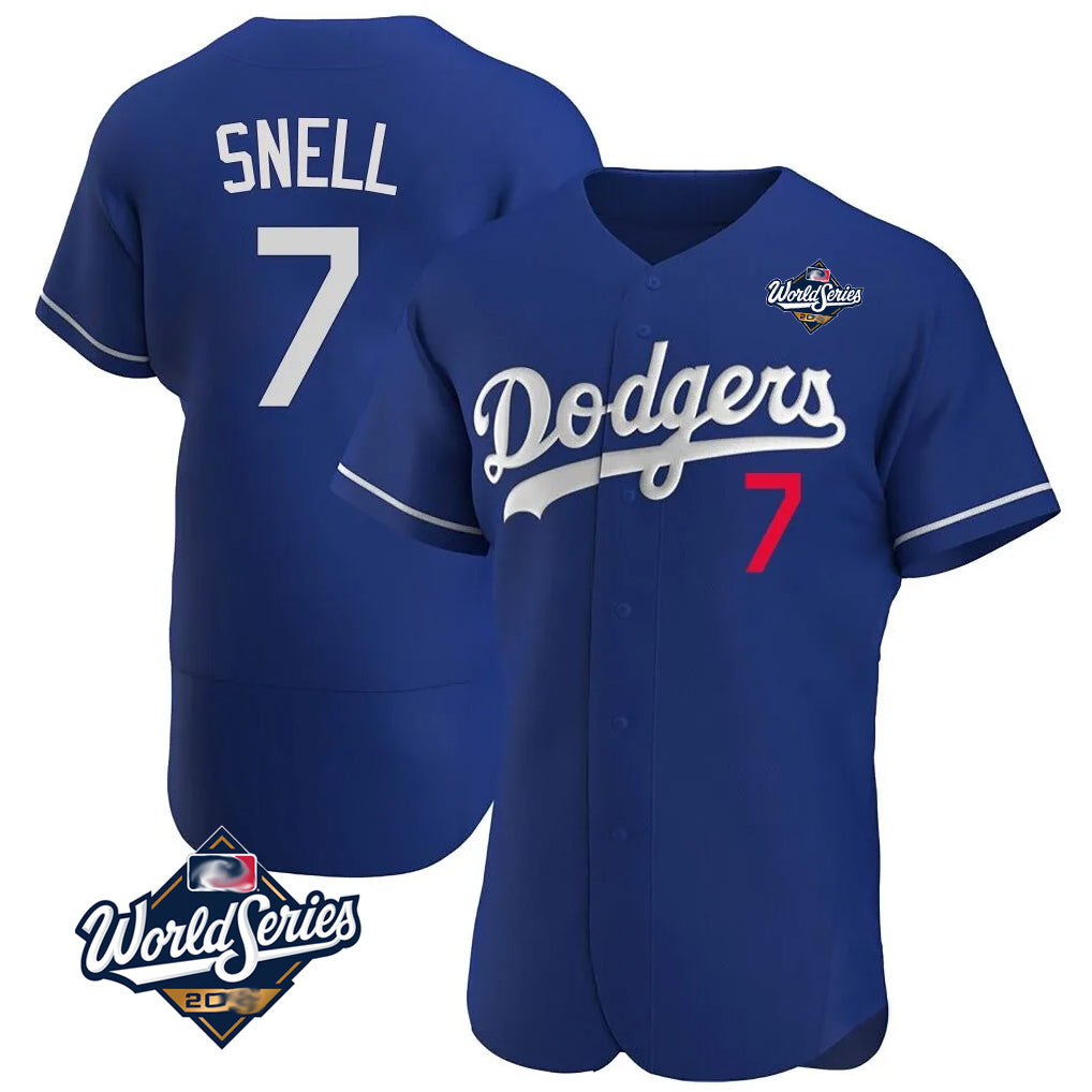 Yuxns LA.Dodgers #7 Blake Snell Player Royal Limited Elite World Series Home Stitched Jerseys