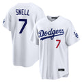 Yuxns LA.Dodgers #7 Blake Snell Player White Game Home Stitched Jerseys