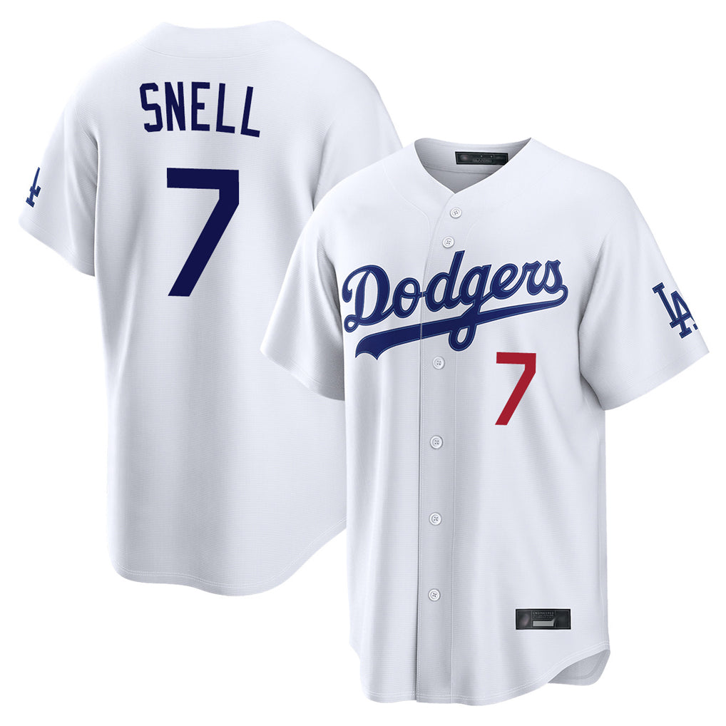 Yuxns LA.Dodgers #7 Blake Snell Player White Game Home Stitched Jerseys