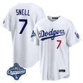 Yuxns LA.Dodgers #7 Blake Snell Player White Game World Series Meet Home Stitched Jerseys