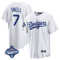 Yuxns LA.Dodgers #7 Blake Snell Player White Game World Series Meet Stitched Jerseys