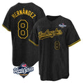 Yuxns LA.Dodgers #8 Enrique Hern¨¢ndez Player Black Gold World Series Limited Home Stitched Jerseys