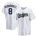 Yuxns LA.Dodgers #8 Enrique Hern¨¢ndez Player Gold White 2026 Collection Stadium Game Stitched Jerseys