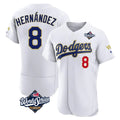 Yuxns LA.Dodgers #8 Enrique Hern¨¢ndez Player Gold White World Series 2026 Collection Stadium Limited Elite Stitched Jerseys