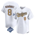 Yuxns LA.Dodgers #8 Enrique Hern¨¢ndez Player Gold World Series Meet Collection Limited Home Stitched Jerseys
