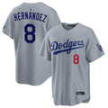 Yuxns LA.Dodgers #8 Enrique Hern¨¢ndez Player Gray Game Home Stitched Jerseys
