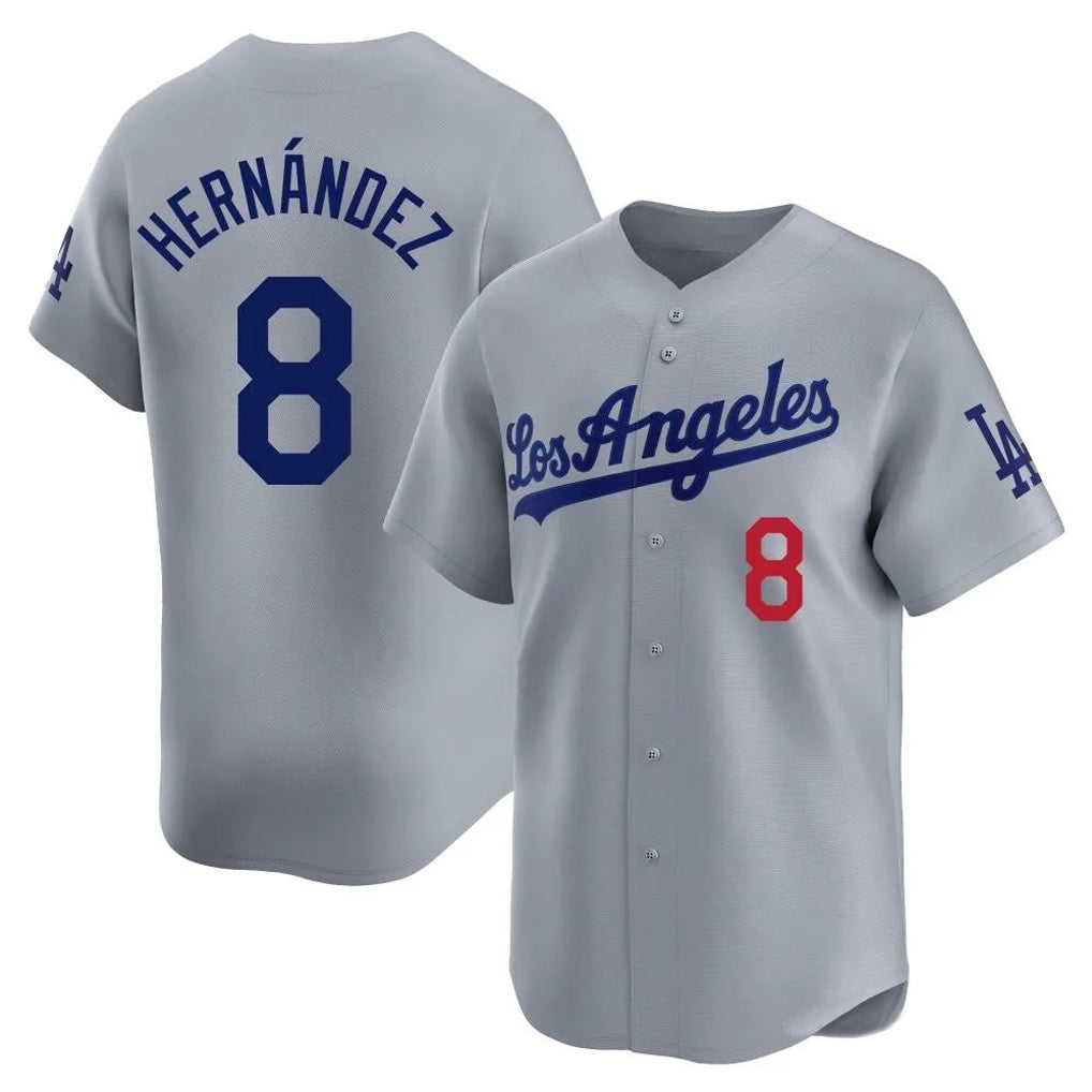 Yuxns LA.Dodgers #8 Enrique Hern¨¢ndez Player Gray Limited Home Stitched Jerseys
