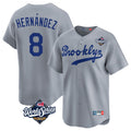 Yuxns LA.Dodgers #8 Enrique Hern¨¢ndez Player Gray World Series Game Limited Home Stitched Jerseys