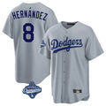 Yuxns LA.Dodgers #8 Enrique Hern¨¢ndez Player Gray World Series Meet Game Stitched Jerseys