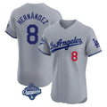 Yuxns LA.Dodgers #8 Enrique Hern¨¢ndez Player Gray World Series Meet Limited Elite Home Stitched Jerseys