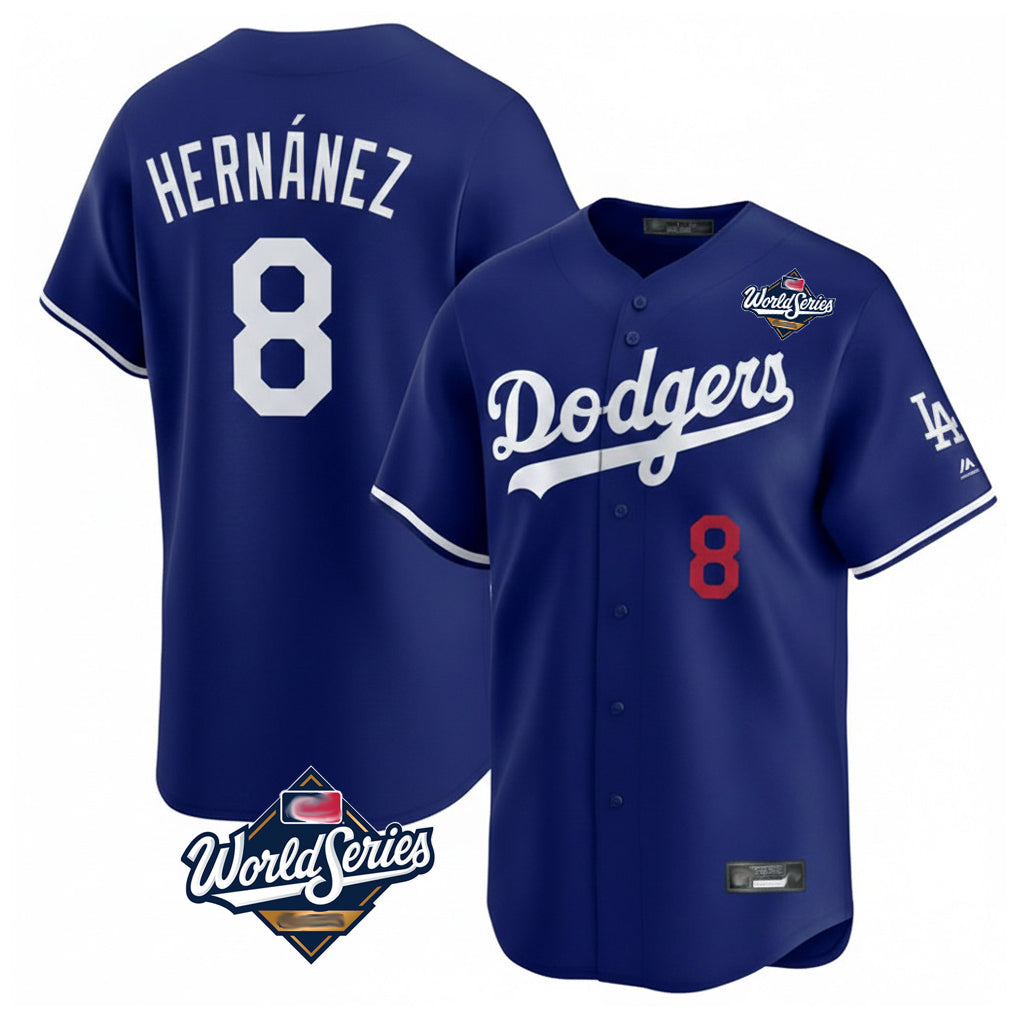 Yuxns LA.Dodgers #8 Enrique Hern¨¢ndez Player Royal World Series Limited Home Stitched Jerseys