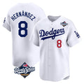 Yuxns LA.Dodgers #8 Enrique Hern¨¢ndez Player White World Series Limited Home Stitched Jerseys