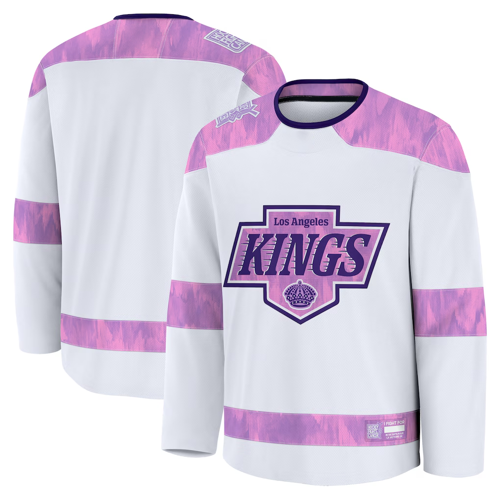 Yuxns LA.Kings White 2024 Hockey Fights Cancer Practice Jerseys