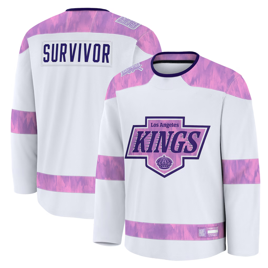 Yuxns LA.Kings White Hockey Fights Cancer Survivor Practice Jerseys