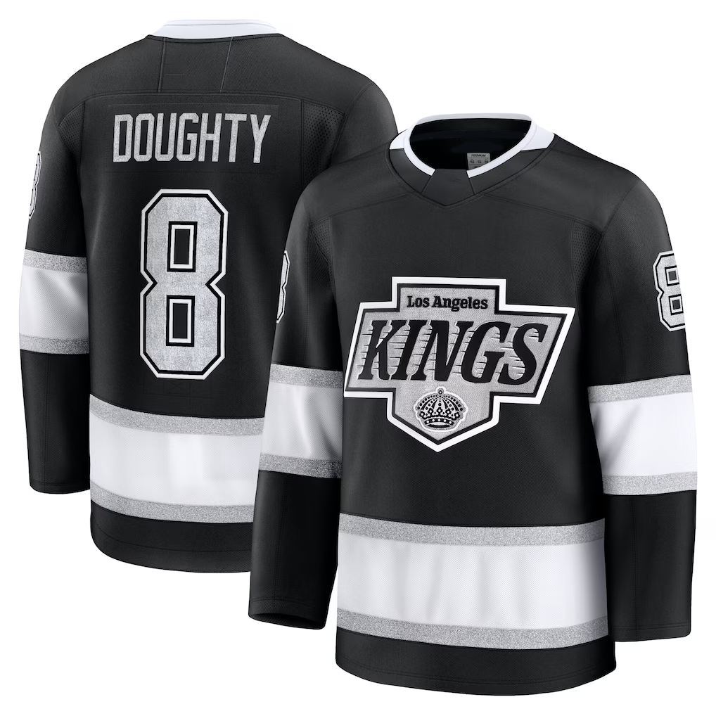 Yuxns LA.Kings #8 Drew Doughty Black Home Premium Jerseys