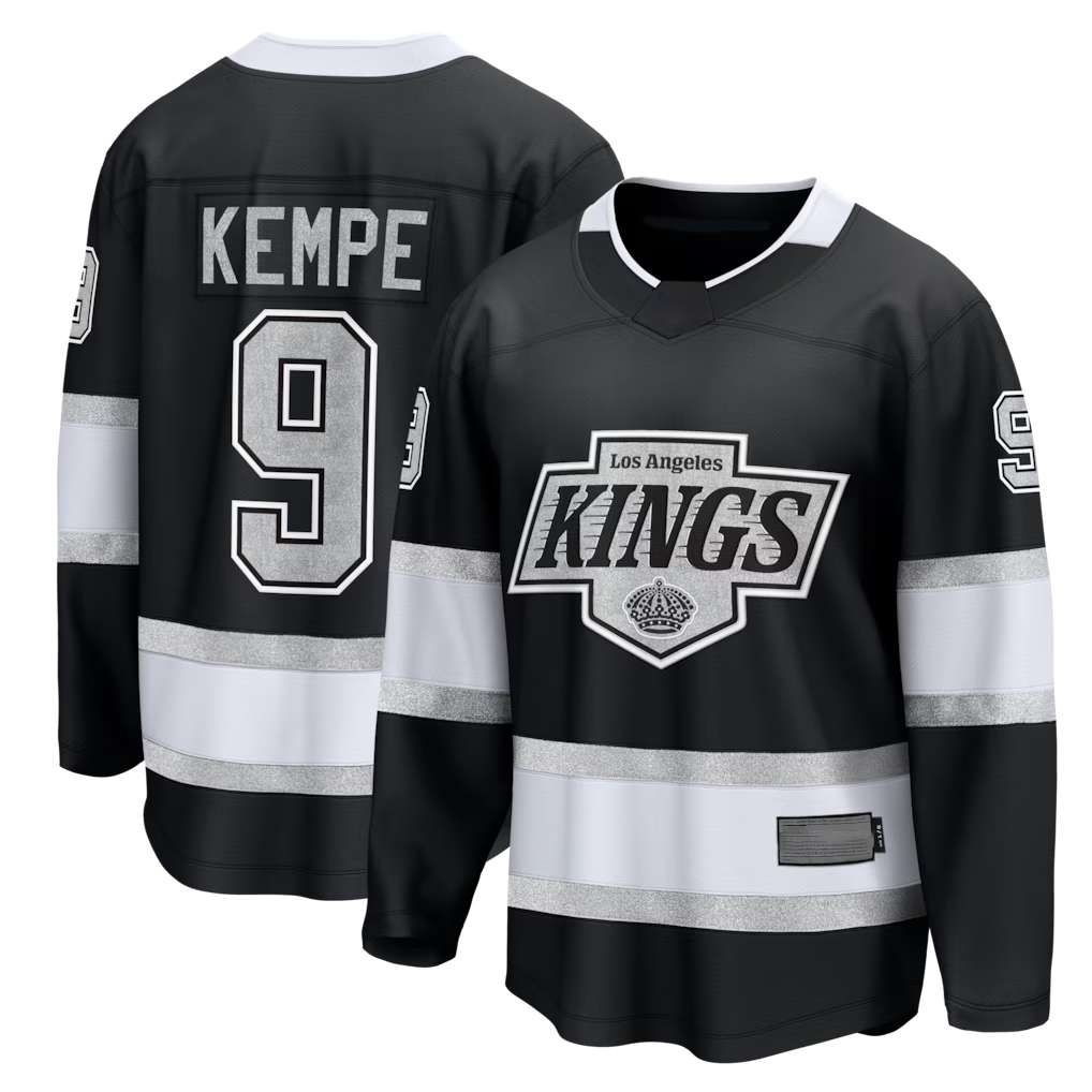 Yuxns LA.Kings #9 Adrian Kempe Black Home Premier Breakaway Player Jerseys