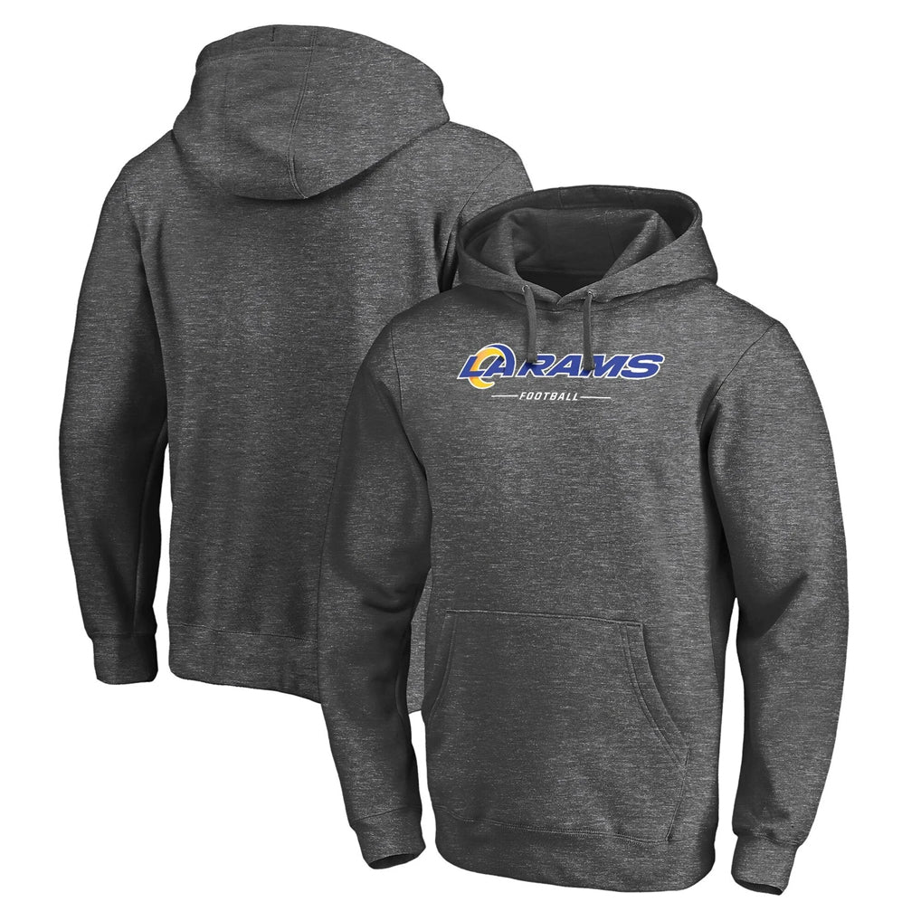 Yuxns LA.Rams Gray LOGO Pullover Hoodie Limited Game Blank Player Stitched Jerseys