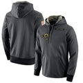 Yuxns LA.Rams Gray Pullover Hoodie Limited Game Blank Player Stitched Jerseys