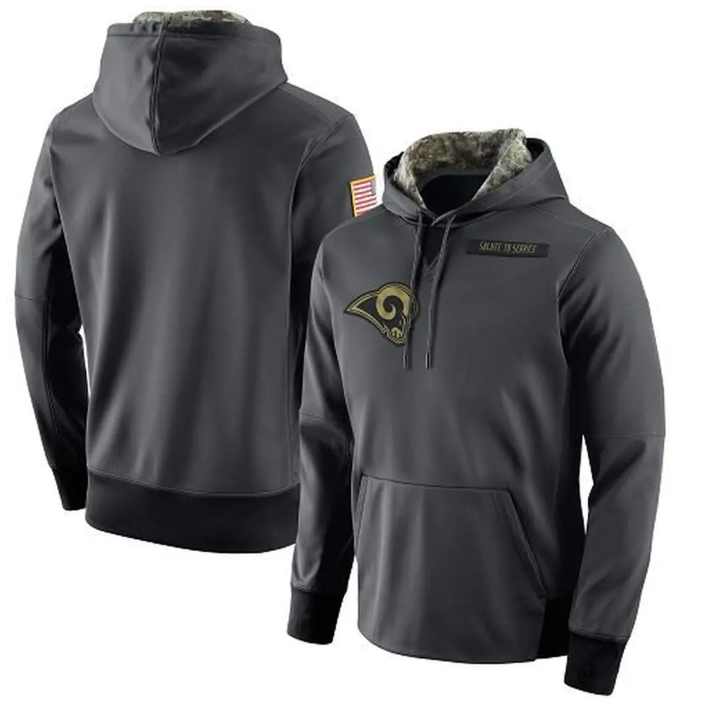 Yuxns LA.Rams Gray Pullover Hoodie Limited Game Blank Player Stitched Jerseys